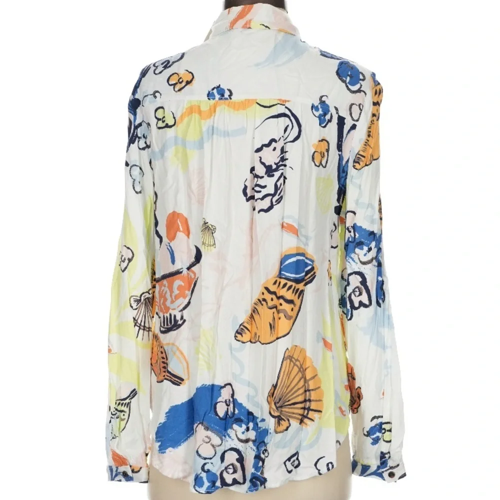 NWT MAEVE Alisa Sea Life Pattern Long Sleeve Button Front Blouse Size Small